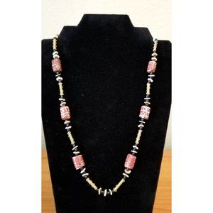 **SALE Vintage Antique Unique African Trade Beads Glass Brass Shell Necklace**